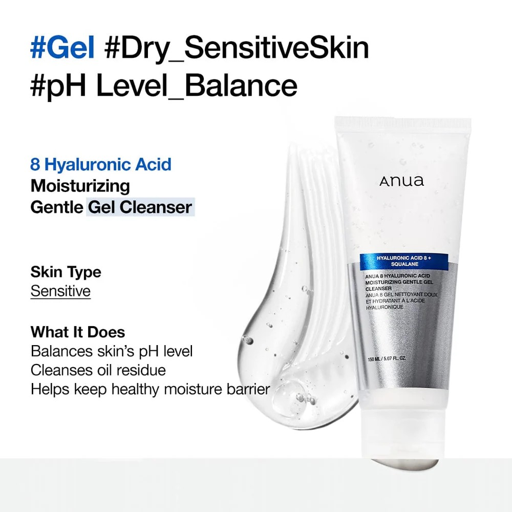 Anua 8 Hyaluronic Acid Moisturizing Gentle Gel Cleanser (150 ml)