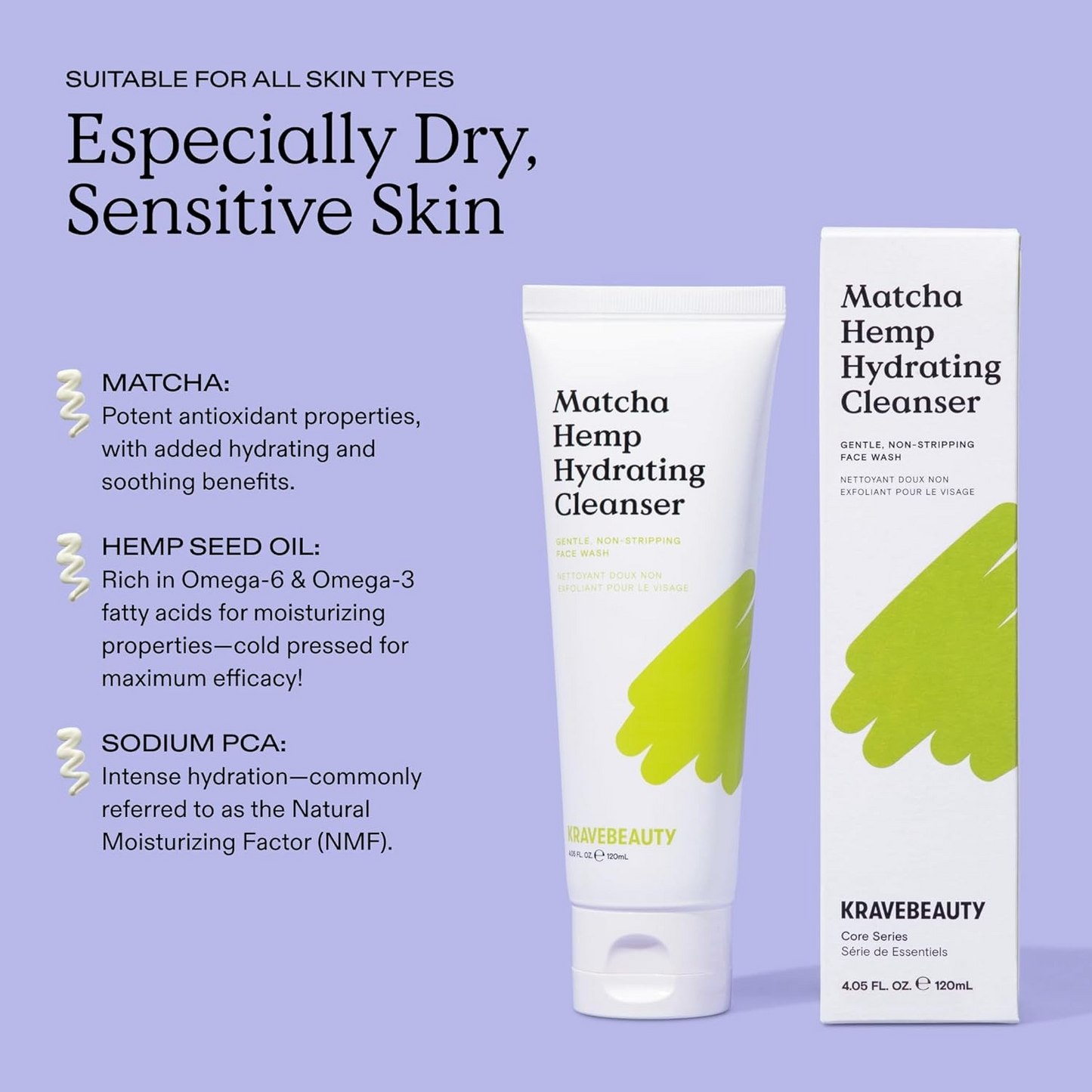 KraveBeauty Matcha Hemp Hydrating Cleanser Duo