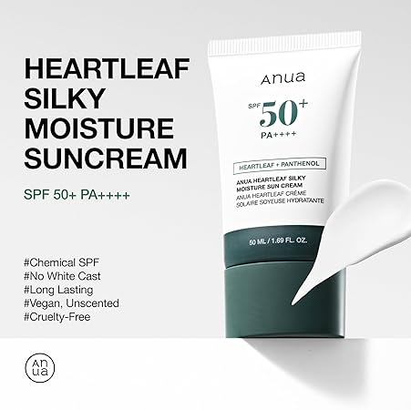 ANUA Heartleaf Silky Moisture Sun Cream SPF 50