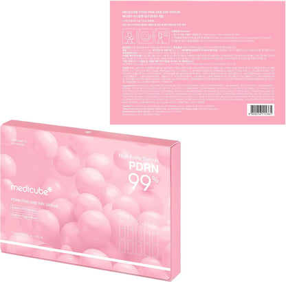 Medicube Salmon DNA PDRN Pink One Day Serum | 99% Salmon DNA PDRN Intensive Ampoule, Collagen, Glutathione, Hyaluronic Acid