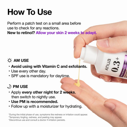 Anua Nano Retinol 0.3% + Niacin Renewing Serum Anti-aging with hydration