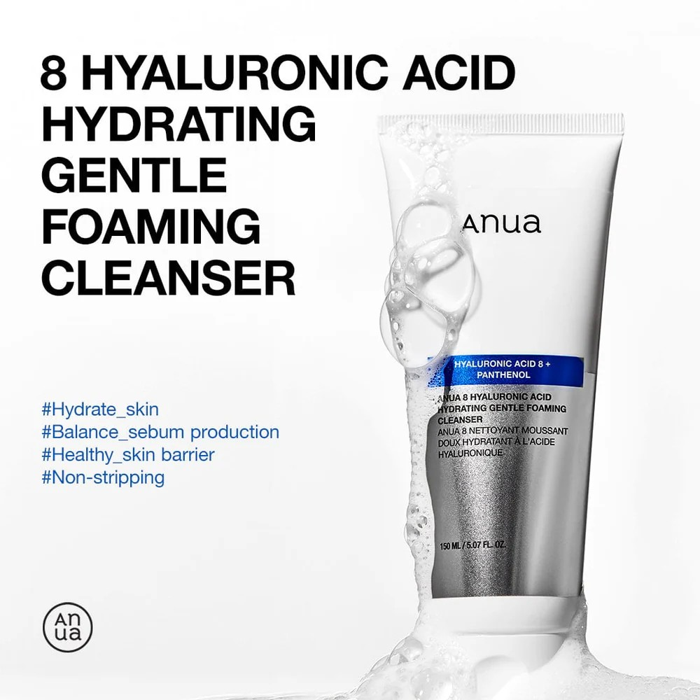 Anuax8 Hyaluronic Acid Hydrating Gentle Foaming Cleanser (150 ml)