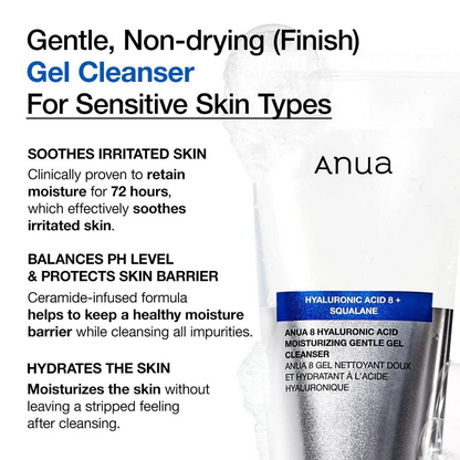 Anua 8 Hyaluronic Acid Moisturizing Gentle Gel Cleanser (150 ml)