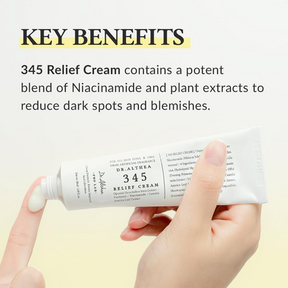 Dr.Althea 345 Relief Cream | Daily Face Moisturizer | Blemish Relief Care | Soothing Recovery & Moisture with Niacinamide, Panthenol | Korean Vegan Skincare for All Skin Types